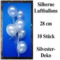 Luftballons Silber, 28 cm, 10 Stück