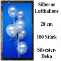 Luftballons Silber, 28 cm, 100 Stück