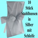 10 Stuhlhussen, Silber, mit Schleife