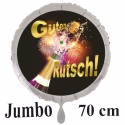 Silvester Luftballon aus Folie, 70 cm groß, "Guten Rutsch" überschäumender Champagner, knallender Korken, Feuerwerk, Glückssymbol, ohne Helium