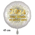 Silvester Luftballon aus Folie, 45 cm groß, "Viel Glück im neuen Jahr!" mit Helium gefüllt