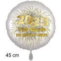 Silvester Luftballon aus Folie, 45 cm groß, "Viel Glück im neuen Jahr!"