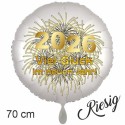 Großer Silvester Luftballon aus Folie, 70 cm groß, "Viel Glück im neuen Jahr!"