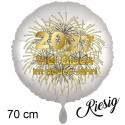 Großer Silvester Luftballon aus Folie, 70 cm groß, "Viel Glück im neuen Jahr!" mit Helium gefüllt