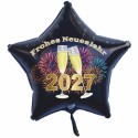 Silvester-Sternballon aus Folie, 2027 - Feuerwerk und Champagner, ohne Helium