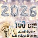 Zahlendekoration Silvester 2026, 1 Meter große Zahlen in Silber