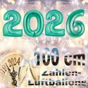 Zahlendekoration Silvester 2026, 1 Meter große Zahlen in Aquamarin