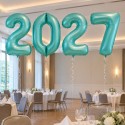 Zahlendekoration Silvester 2027, 1 Meter große Zahlen in Aquamarin