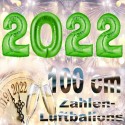 Zahlendekoration Silvester 2022, 1 Meter große Zahlen in Grün