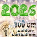 Zahlendekoration Silvester 2026, 1 Meter große Zahlen in Grün