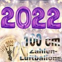 Zahlendekoration Silvester 2022, 1 Meter große Zahlen in Lila