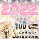 Zahlendekoration Silvester 2022, 1 Meter große Zahlen in Rosa