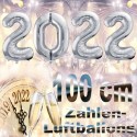 Zahlendekoration Silvester 2022, 1 Meter große Zahlen in Silber