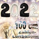 Zahlendekoration Silvester 2022, 1 Meter große Zahlen in Schwarz und Silber