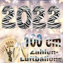Zahlendekoration Silvester 2022, 1 Meter große Zahlen in Zebra