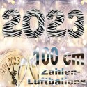 Zahlendekoration Silvester 2023, 1 Meter große Zahlen in Zebra