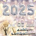 Zahlendekoration Silvester 2025, 86cm große Zahlen in Silber