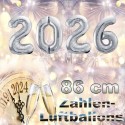Zahlendekoration Silvester 2026, 86cm große Zahlen in Silber
