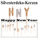 Silvester Dekoration, Zierkerzen-Set, Happy New Year