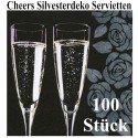 Silvester Servietten, Cheers, Sekt, 100 Stück