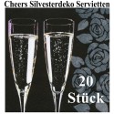 Silvester Servietten, Cheers, Sekt, 20 Stück