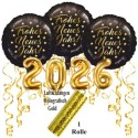 Silvesterdeko-Set mit Luftballons Happy New Year 2026, 8-teilig