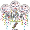 Silvesterdeko-Set mit Luftballons Frohes Neues Jahr 2026, 8-teilig