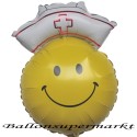 Luftballon Smiley Krankenpflegerin, Folienballon mit Ballongas