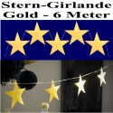 Girlande mit Sternen, Sternenkette Gold, 6 Meter