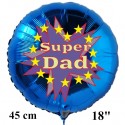 Super Dad. Rundluftballon, blau, 45 cm, aus Folie zum  Vatertag ohne Helium