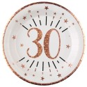 Partyteller Zahl 30 Rosegold Sparkling zum 30. Geburtstag und Jubiläum, 10 Stück
