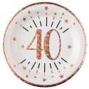 Partyteller Zahl 40 Rosegold Sparkling  zum 40. Geburtstag und Jubiläum, 10 Stück