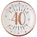Partyteller Zahl 40 Rosegold Sparkling  zum 40. Geburtstag und Jubiläum, 10 Stück