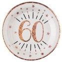 Partyteller Zahl 60 Rosegold Sparkling zum 60. Geburtstag und Jubiläum, 10 Stück