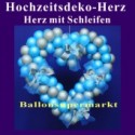 Dekoration zur Hochzeit, Herzdekoration aus Luftballons mit Hochzeitsschleifen, 65 cm