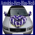Autodeko Hochzeit, Dekoration Herzen aus Mini-Luftballons in Flieder-Weiß