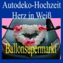 Autodeko Hochzeit, Dekoration Herzen aus Mini-Luftballons in Weiß