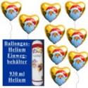 Helium-Einweg-Behälter mit 9 Weihnachtsballons Nikolaus, gold