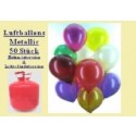 Helium- Einwegbehälter mit 50 Luftballons Metallic