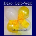 Mini-Luftballons-Dekoration mit Ringelband und Zierschleife, Weiß-Gelb