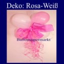 Mini-Luftballons-Dekoration mit Ringelband und Zierschleife, Weiß-Rosa