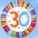 Folienballon Geburtstag 30.,Birthday Prismatic (ohne Helium)