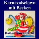 Karnevalsclown mit Becken, Wanddekoration, Bühnendekoration zu Karneval und Fasching