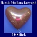 Herzluftballons Burgund 10 Stück