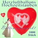 Herzluftballons mit Hochzeitstauben, 1000 Stück