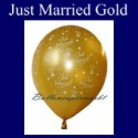 Luftballons Hochzeit, Latex, 10 Stück "Just Married", gold