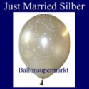 Luftballons Hochzeit, Latex, 10 Stück "Just Married", silber