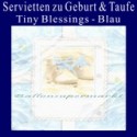 Servietten zu Geburt und Taufe, Blau