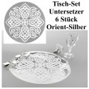 Deko-Tischuntersetzer, Tischdeko Orientalisch Silber, 1001 Nacht, 6 Stück