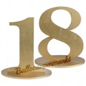 Tischaufsteller Zahl 18, gold, Tischdekoration zum 18. Geburtstag und Jubiläum